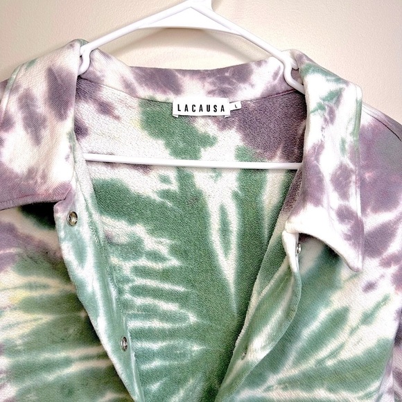 NWT Anthropologie LACAUSA Kismet Terry Fabric Jacket Sugarplum Swirl Size Large - Picture 2 of 15